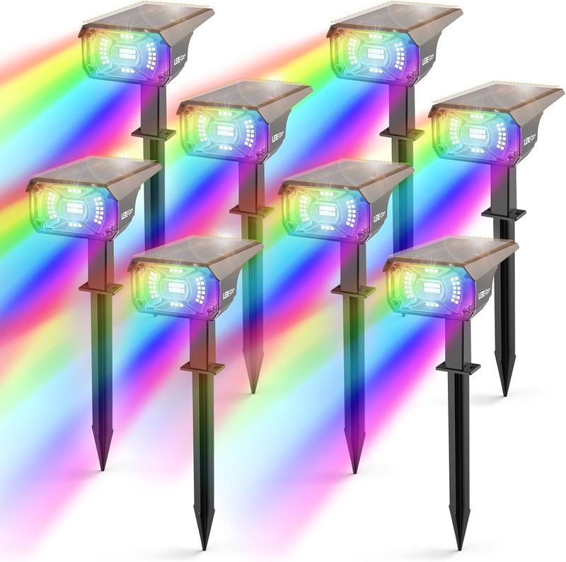 LEREKAM Solar Spotlights Outdoor, 40 LED s Color Changing RGB Waterproof Landscape Lights with 9 Light Modes, Colored Solar Spot Lights Auto On/Off, for Pathway Garden Pool Patio Yard - Image 1